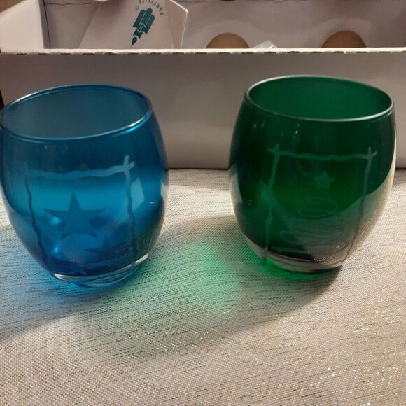 PartyLite P7259 Holiday Tealight Candle Holders Christmas Tree Star 2 Pair *Read - Picture 2 of 5